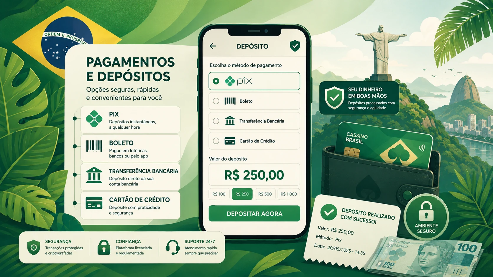 Deposit methods comparison illustration